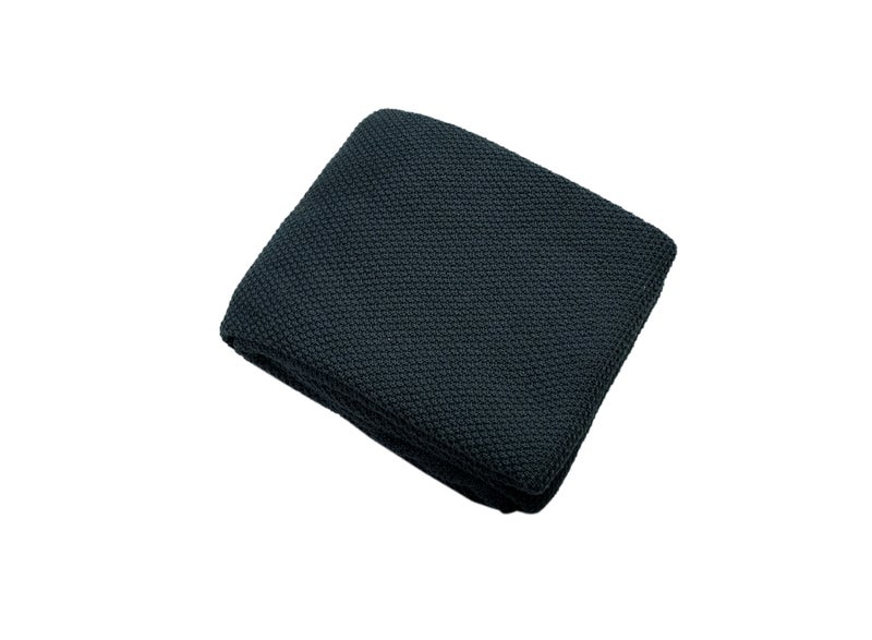 Ambrosia 130 x 160 cm Linear Cotton Knitted Throw Blanket in Charcoal Grey Luxurious 400GSM Textured Couch Cover for Sofa Bed Travel and Boho Home Decor - Image 1